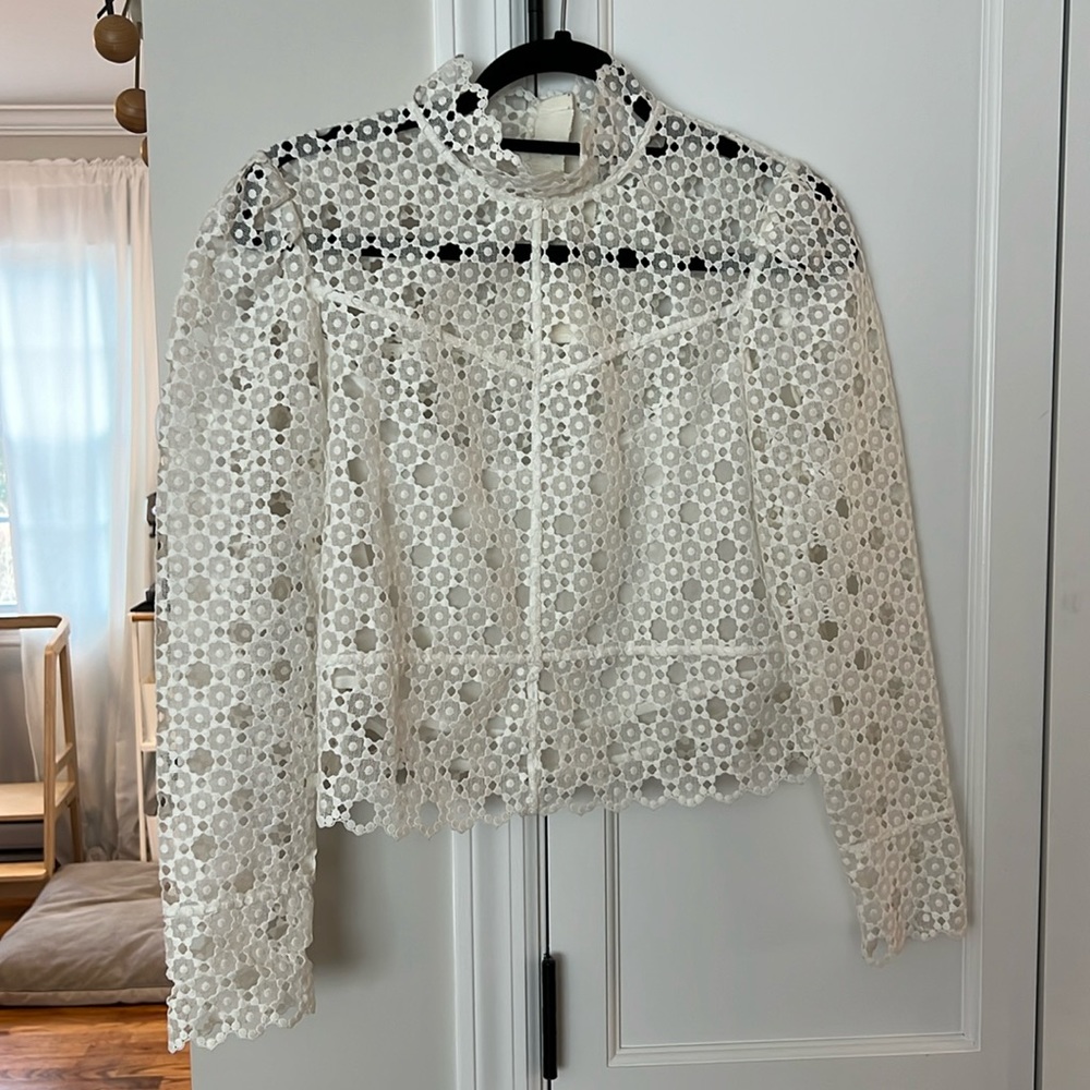 NWOT Sandro Lace White Cropped Top size 2